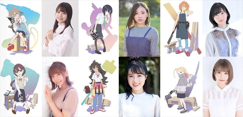 上段左からせるふ、稲垣好、ぷりん、市ノ瀬加那、くれい、佐倉綾音。下段左からたくみ、和氣あず未、しー、高橋花林、ジョブ子、大森日雅。