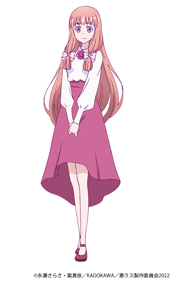 リリア・レインワーズ（CV：花澤香菜）
セドリックの婚約者で、乙女ゲーム『聖と魔と乙女のレガリア』の主人公。ゲームのルートによっては聖剣の乙女として、魔王として覚醒したクロードと対決する存在だが、普段は優しく可憐で、正義感溢れる女の子。