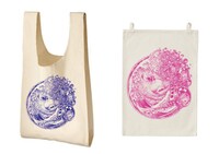 小池桂一のイラストを使用したシルクスクリーンプリントアイテムのイメージ。