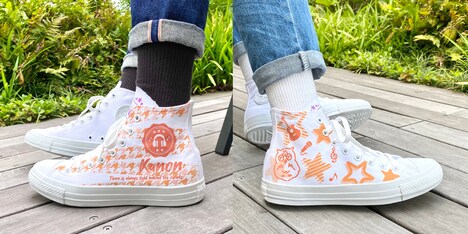 「White atelier BY CONVERSE × ラブライブ！スーパースター!! ALL STAR COLORS R HI」の着用イメージ。