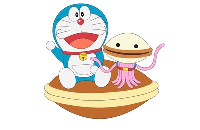 左からドラえもん、ドラヤキ星人のドラポ。