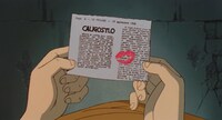「ルパン三世 カリオストロの城」より、峰不二子がルパンに差し出した新聞記事の切り抜き。