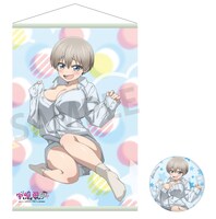 バースデーイラストを使ったタペストリーと缶バッジのセット。