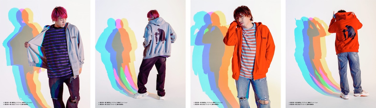「シルエットZIPパーカー」の着用イメージ。