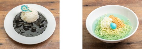 左から「『俺だけど、俺じゃねぇんだ』雷禅と幽助のビーフカレーライス」、「混ぜるかやめるか2つに1つ コエンマの魔封環ラーメン」。