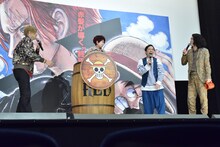 左から山田裕貴、田中真弓、せいや、粗品。