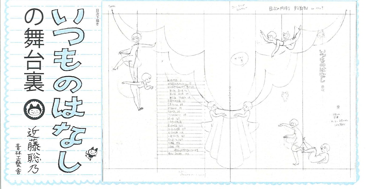 紙の折り込み線が描き込まれた目次のラフ。