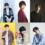 VadLipメンバーを演じるキャスト。上段左から時計回りに花江夏樹、八代拓、小野賢章、武内駿輔、内田雄馬、増元拓也。