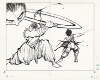 「『幽☆遊☆白書』エリア」に展示される「幽☆遊☆白書」の原画。 (c)冨樫義博 1990-94年