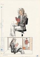 「『レベルE』エリア」に展示される「レベルE」の原画。 (c)冨樫義博 1995-97年