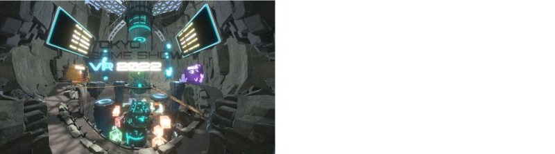 「東京ゲームショウ VR 2022」の「コア空間（ベースキャンプ）」。