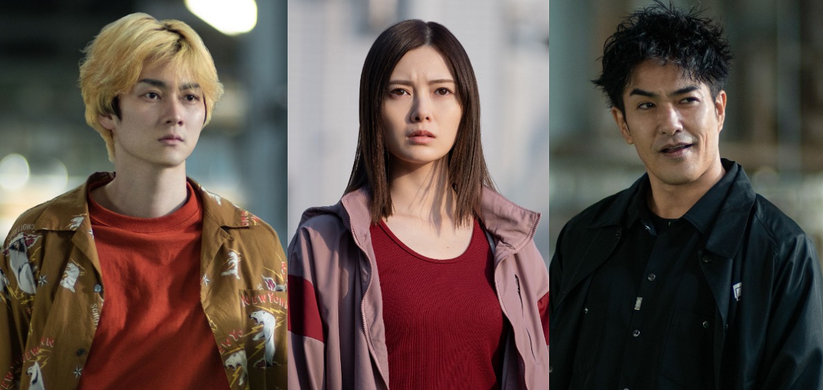 Netflix映画「ゾン100～ゾンビになるまでにしたい100のこと～」より。左から柳俊太郎演じる竜崎憲一朗、白石麻衣演じる三日月閑、北村一輝演じる小杉権蔵。