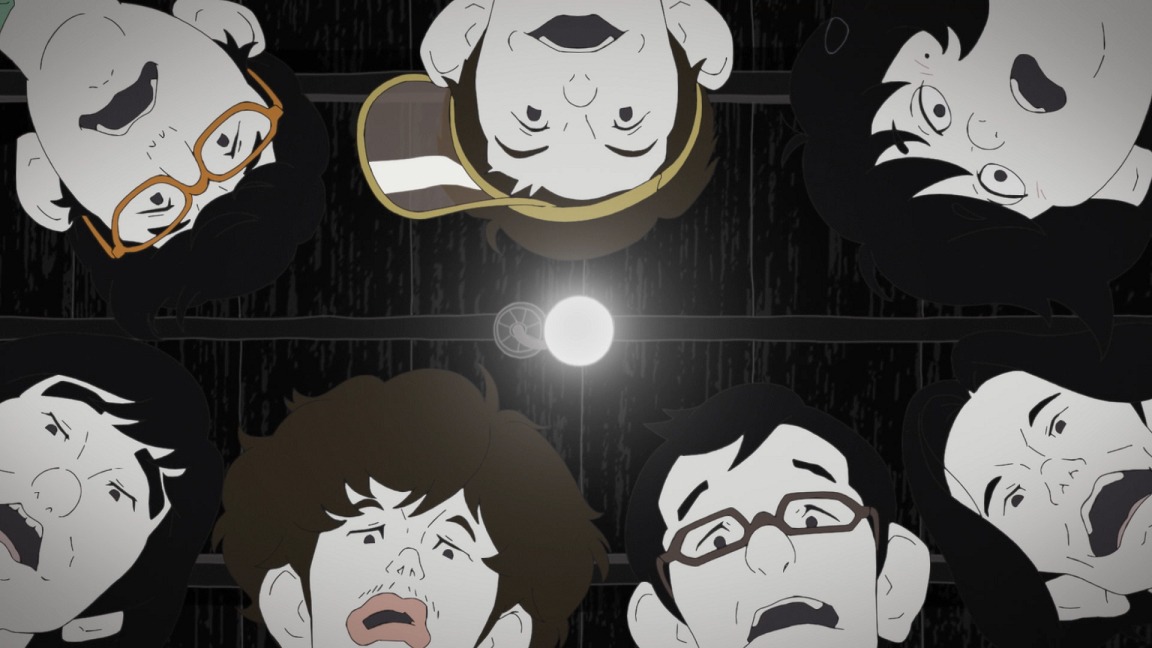 アニメ「四畳半タイムマシンブルース」より、ヨーロッパ企画メンバーの出演シーン。