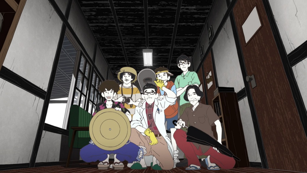 アニメ「四畳半タイムマシンブルース」より、ヨーロッパ企画メンバーの出演シーン。