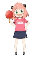 TVアニメ「SPY×FAMILY」と「世界卓球2022」のコラボビジュアル。アーニャが球ユニフォームを着用している。