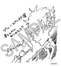 山口つばさの描き下ろしイラスト＆メッセージ入りミニ色紙。