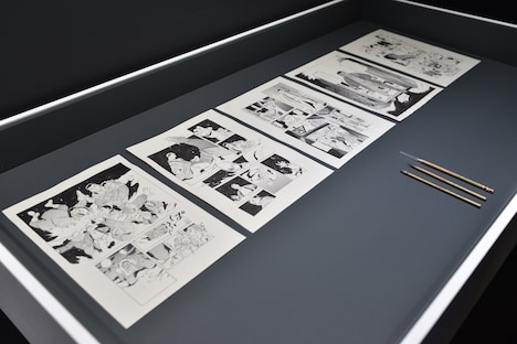 「浦沢直樹の漫勉neo ～安彦良和～」の展示スペース。