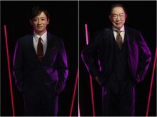 左から山本耕史扮する白石陽一、坂東彌十郎扮する御木本。