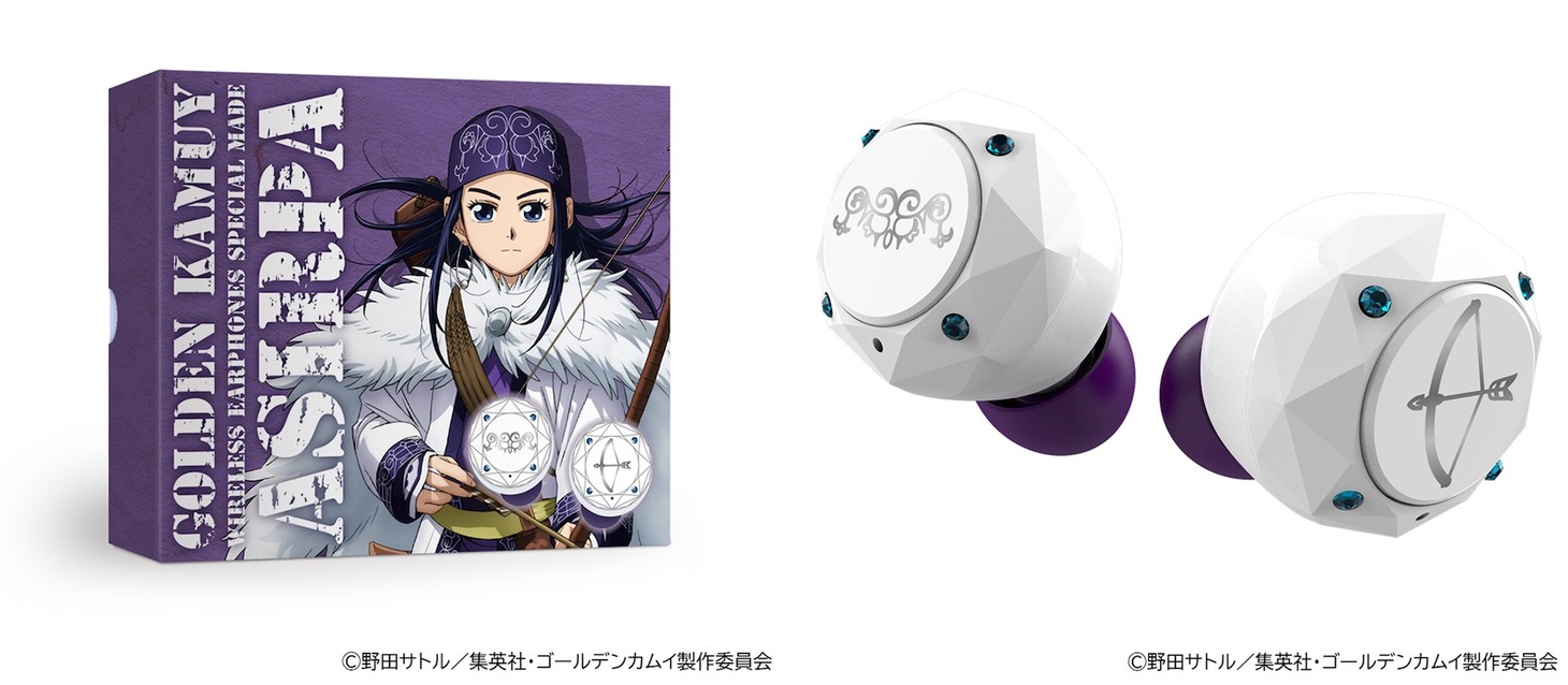 アシリパモデルのイヤホンとパッケージ。