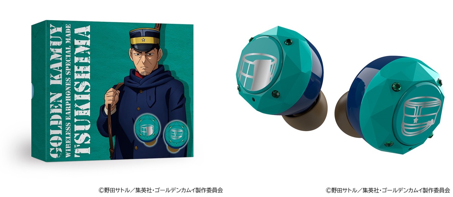 月島軍曹モデルのイヤホンとパッケージ。