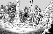 「北斗の拳」より、北斗4兄弟がキャンプしているようなビジュアル。