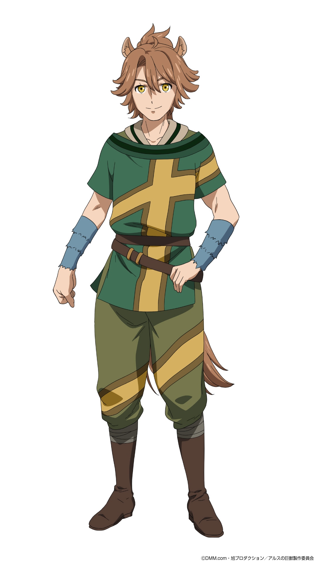 メラン（CV：峯田大夢）
「はやとちりのメラン」の二つ名を持つケモビトの若き戦士。素直で慈愛に満ちた青年だが、その二つ名の通りそそっかしく他人の話を最後まで聞かずに行動に走ることもしばしば…。自分を育ててくれた村を守るため、剣の腕を磨き、将来はナギモリになることを志している。