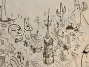 「しりあがり寿×京都藏や『夢の中で夢を見る』」部屋内のイメージ。