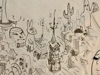 「しりあがり寿×京都藏や『夢の中で夢を見る』」部屋内のイメージ。