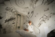 「しりあがり寿×京都藏や『夢の中で夢を見る』」会場の様子。