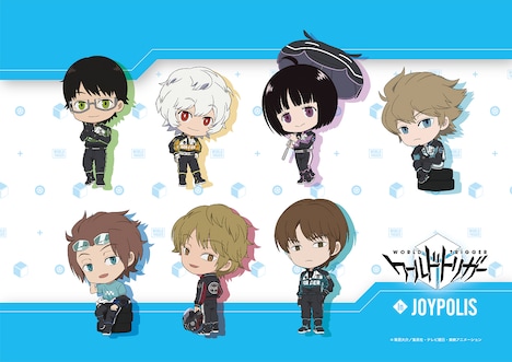 「ワールドトリガー in JOYPOLIS」のミニキャライラスト。