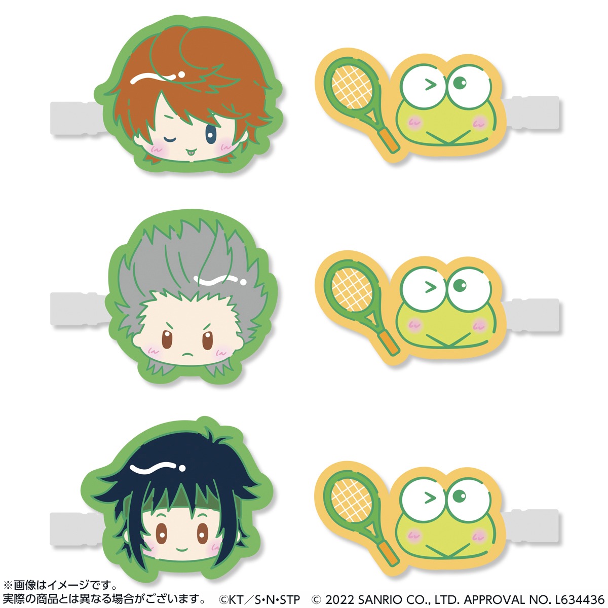 「新テニスの王子様×サンリオキャラクターズ-SERVICE PLAY！- ヘアクリップ 山吹中学校」 (c)ＫＴ／Ｓ・Ｎ・ＳＴＰ　(c)2022 SANEIO CO.,LTD. APPROVAL NO. L634436