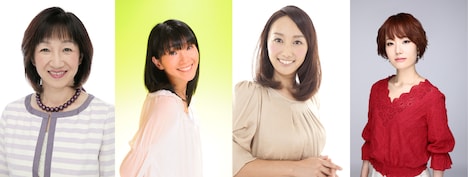 11月23日に開催される「ねこ娘スペシャルコラボデー」の登壇者。左から第3期ネコ娘役の三田ゆう子、第4期ねこ娘役の西村ちなみ、第5期ネコ娘役の今野宏美、第6期ねこ娘役の庄司宇芽香。