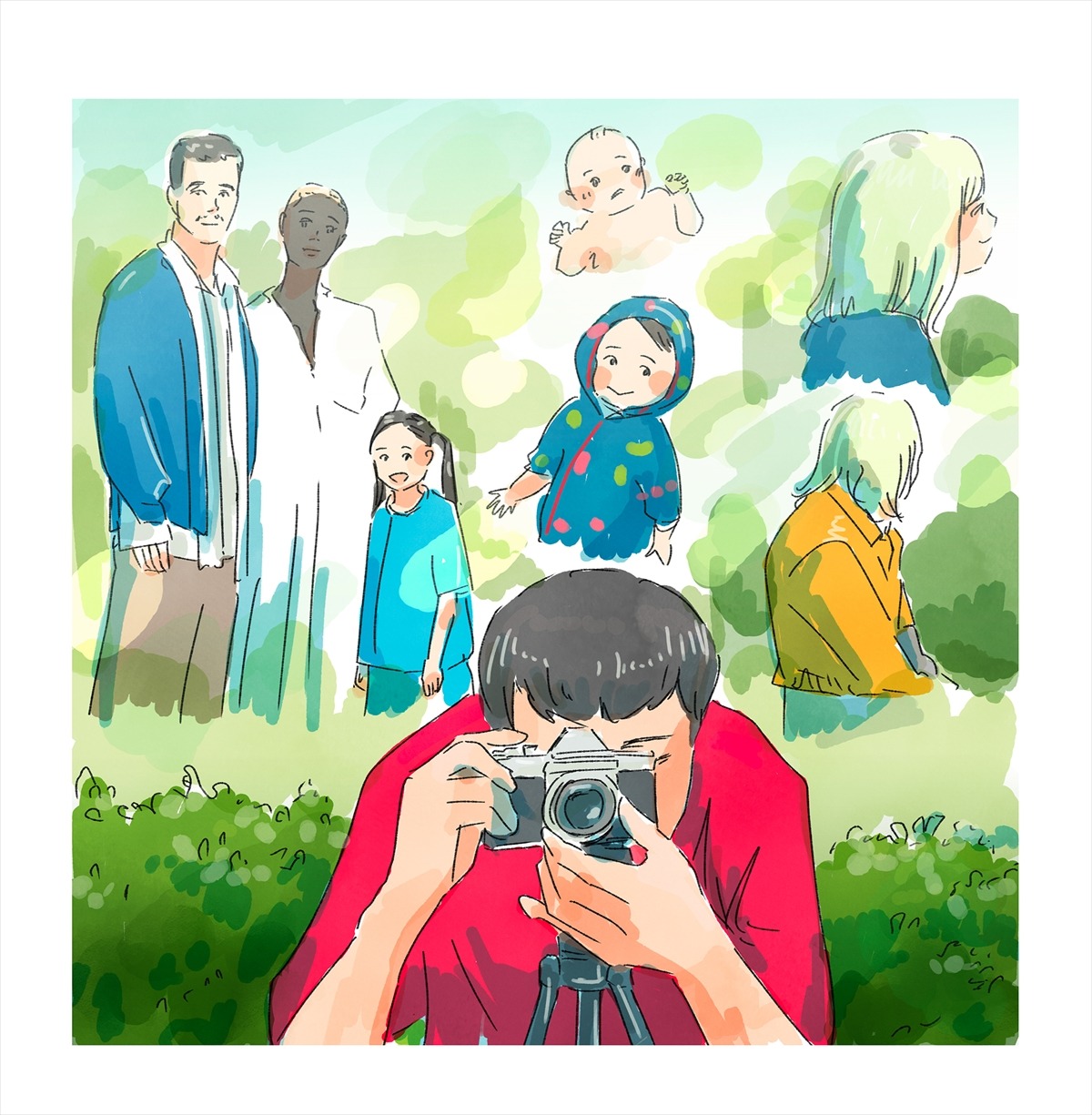 今日マチ子による描き下ろしイラスト。