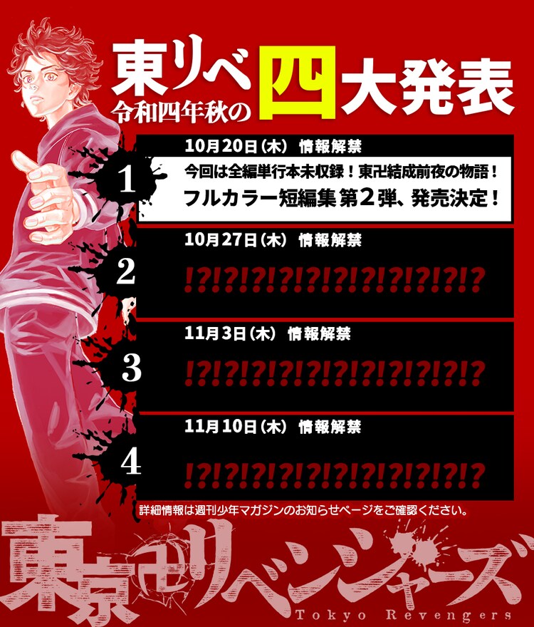 「令和4年秋の 東リベ四大発表」のバナー。