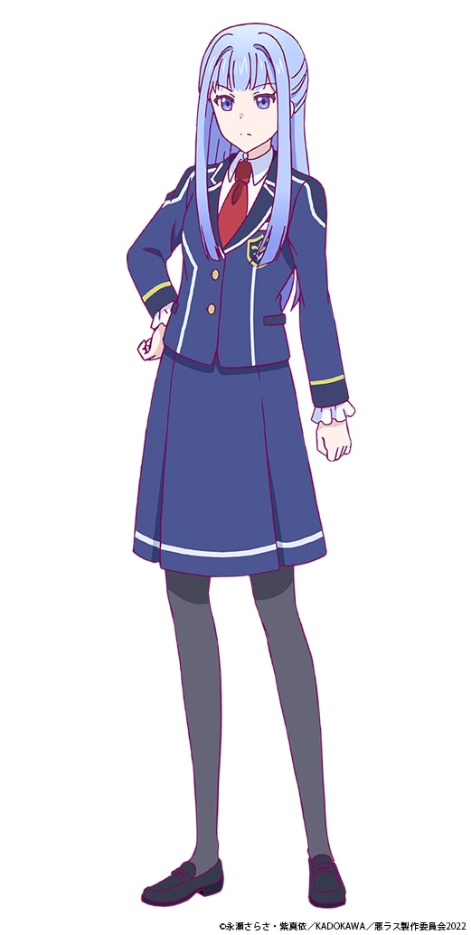 セレナ・ジルベール（CV：竹達彩奈）。ミーシャ学園に通う乙女ゲーム「聖と魔と乙女のレガリア2」の主人公。潜在的な才能に溢れ、「救済の聖女」となる存在。かつて男爵令嬢だったが家が叔父一家に乗っ取られ、学園入学以前は召使いような扱いを受けていた。男性に対して愛想良く振舞っているものの、過去の経験から人間不信に陥っている。 (c)永瀬さらさ・紫真依／KADOKAWA／悪ラス製作委員会2022