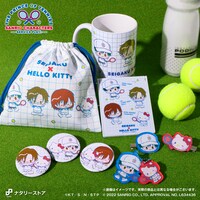「新テニスの王子様×サンリオキャラクターズ -SERVICE PLAY！-」青学×ハローキティのグッズ。