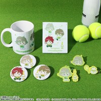 「新テニスの王子様×サンリオキャラクターズ -SERVICE PLAY！-」四天宝寺×コロコロクリリンのグッズ。