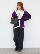 「白石由竹 イメージ リブニットカーディガン」着用イメージ