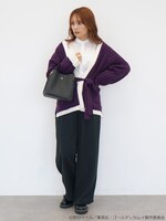 「白石由竹 イメージ リブニットカーディガン」着用イメージ