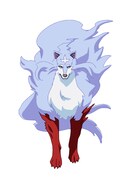 フェル（CV：日野聡）
強大な力を持つ伝説の魔獣。ムコーダの作る異世界の料理目当てに従魔となる。なんでも食べるが野菜は嫌い。(c)江口連・オーバーラップ／MAPPA／とんでもスキル