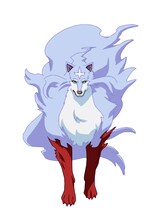 フェル（CV：日野聡）
強大な力を持つ伝説の魔獣。ムコーダの作る異世界の料理目当てに従魔となる。なんでも食べるが野菜は嫌い。