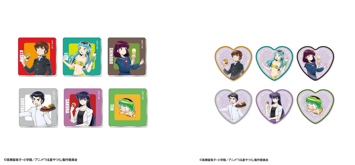 アクリルマグネット、ハート型缶バッジ。