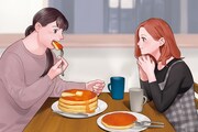 広告に使用された「作りたい女と食べたい女」イラスト。