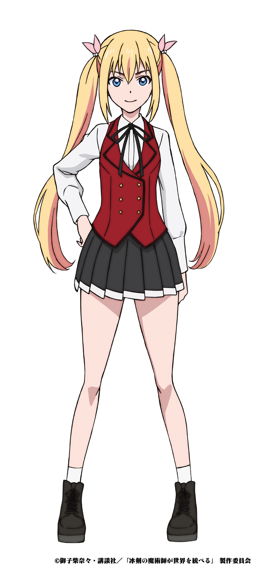 クラリス＝クリーヴランド（CV：本渡楓）。有名貴族の生まれで、アメリアに憧れる女生徒。トレードマークのツインテールに並々ならぬ愛情と自信を持っており、「ツインテールを愛し、ツインテールに愛された女」を自称するほど。また、昆虫全般が大好きで、それが嵩じてクラスでは孤立気味。普段は意地っ張りな性格だが、コロコロと表情を変える可愛らしい一面も。(c)御子柴奈々・講談社／「冰剣の魔術師が世界を統べる」 製作委員会