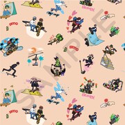 Toyamegのイラストを使用したテキスタイル。