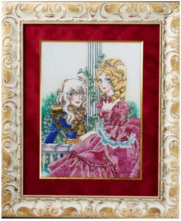 「ベルサイユのばら」の原画を元に制作した「ジュエリー絵画」。(c)池田理代子プロダクション