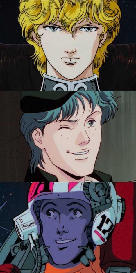 上からラインハルト、アッテンボロー、ポプラン。