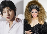 左からオデコちゃん役の荒木飛羽、クマさん役のドリアン・ロロブリジーダ。