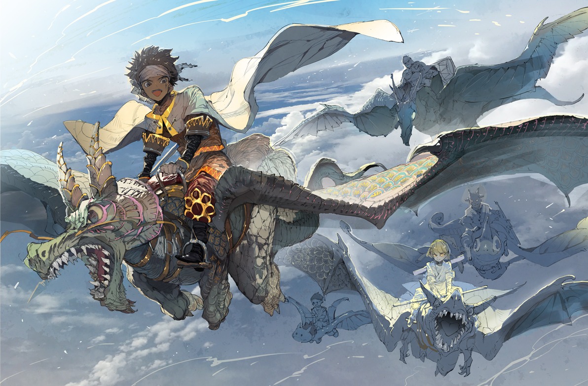 「ワンダーハッチ -空飛ぶ竜の島-」のコンセプトアート。イラスト：出水ぽすか