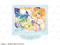 会場の「トレーディング 表紙イラスト アクリルスタンド（全10種）」BOX購入特典に用意された「七海るちあ＆星羅 表紙イラスト アクリルスタンド AMNIBUS限定特典」。